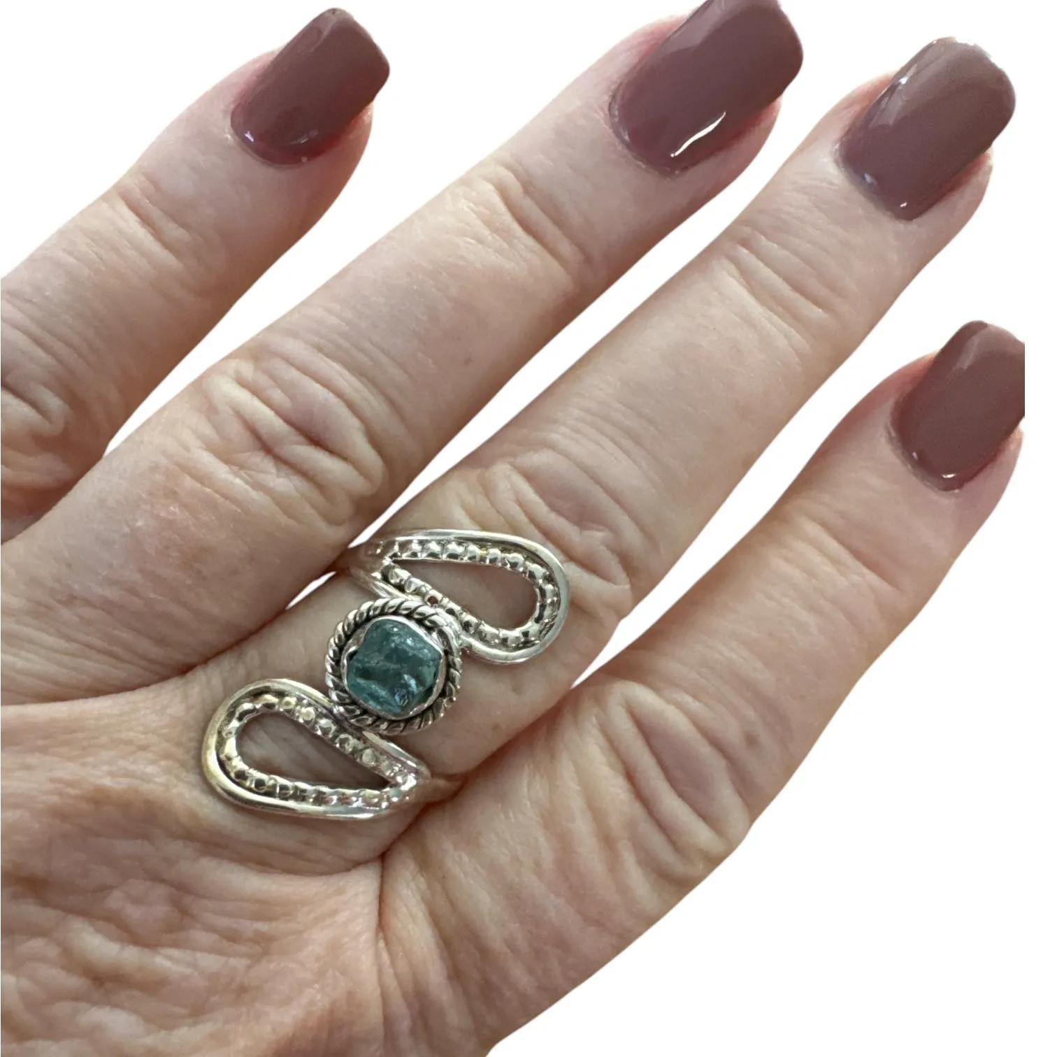 Neon Blue Apatite Solid 925 Sterling Silver Ring 8.5