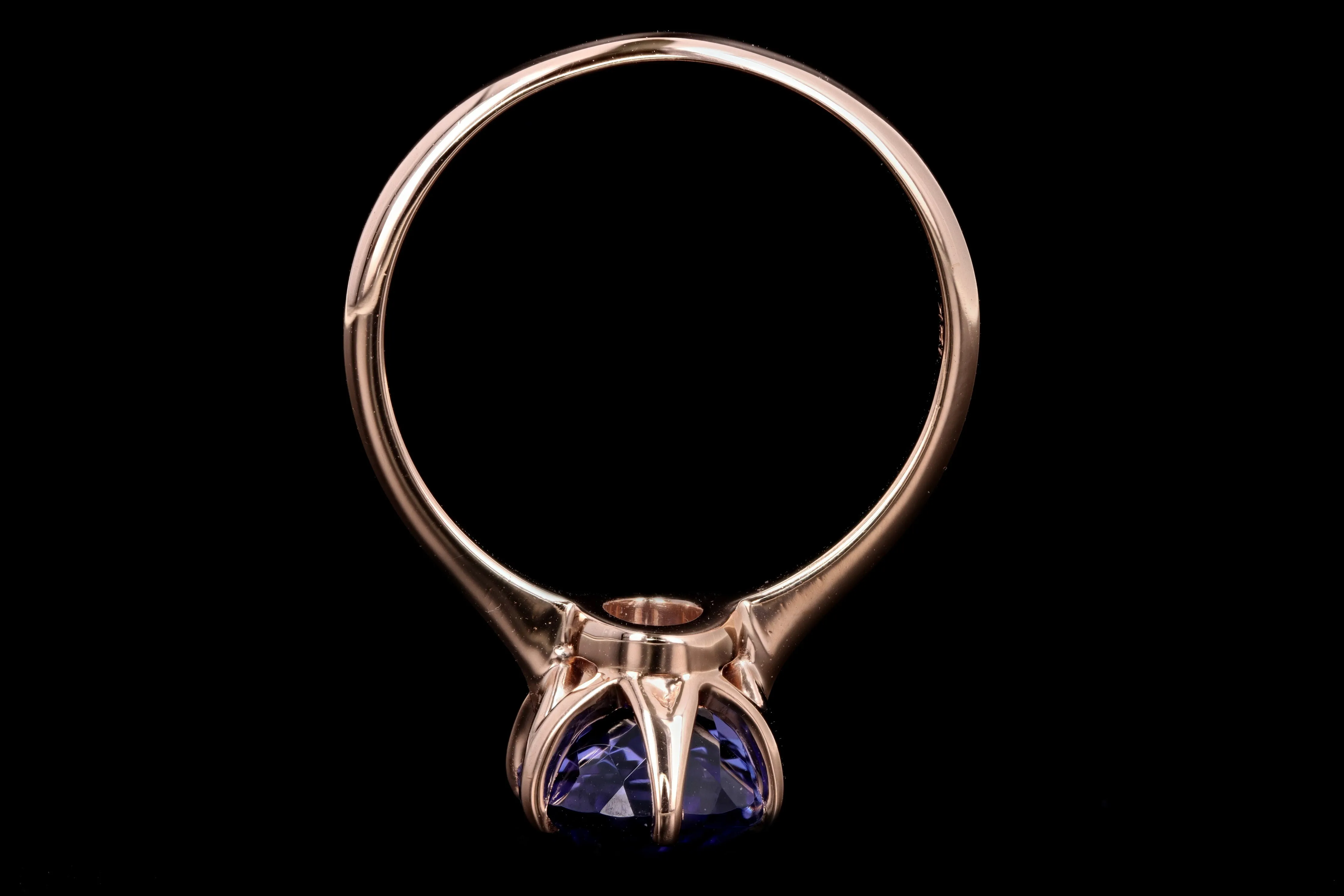 New Vintage Inspired 18K Rose Gold 3.39 Carat Oval Tanzanite Ring