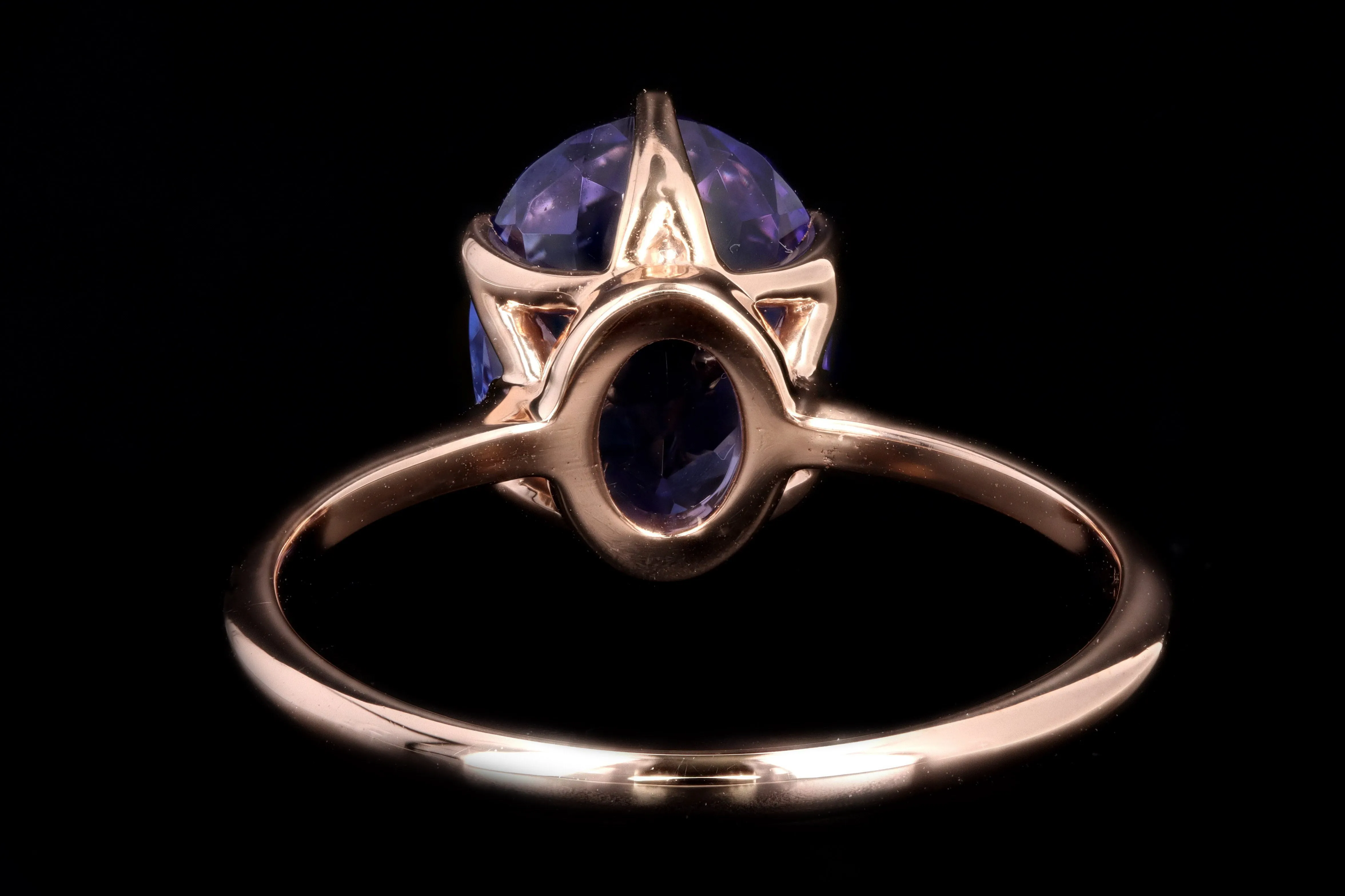 New Vintage Inspired 18K Rose Gold 3.39 Carat Oval Tanzanite Ring