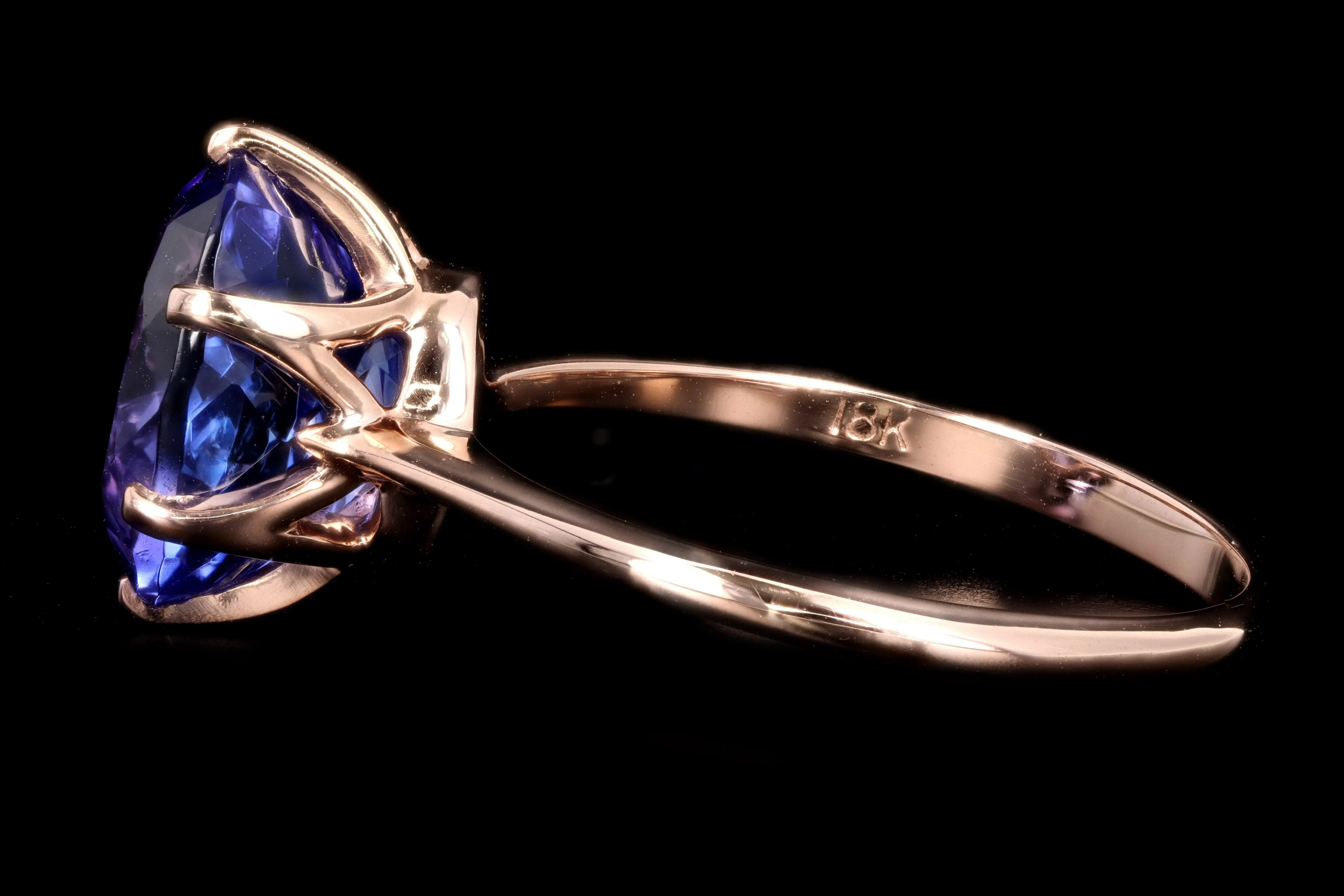 New Vintage Inspired 18K Rose Gold 3.39 Carat Oval Tanzanite Ring