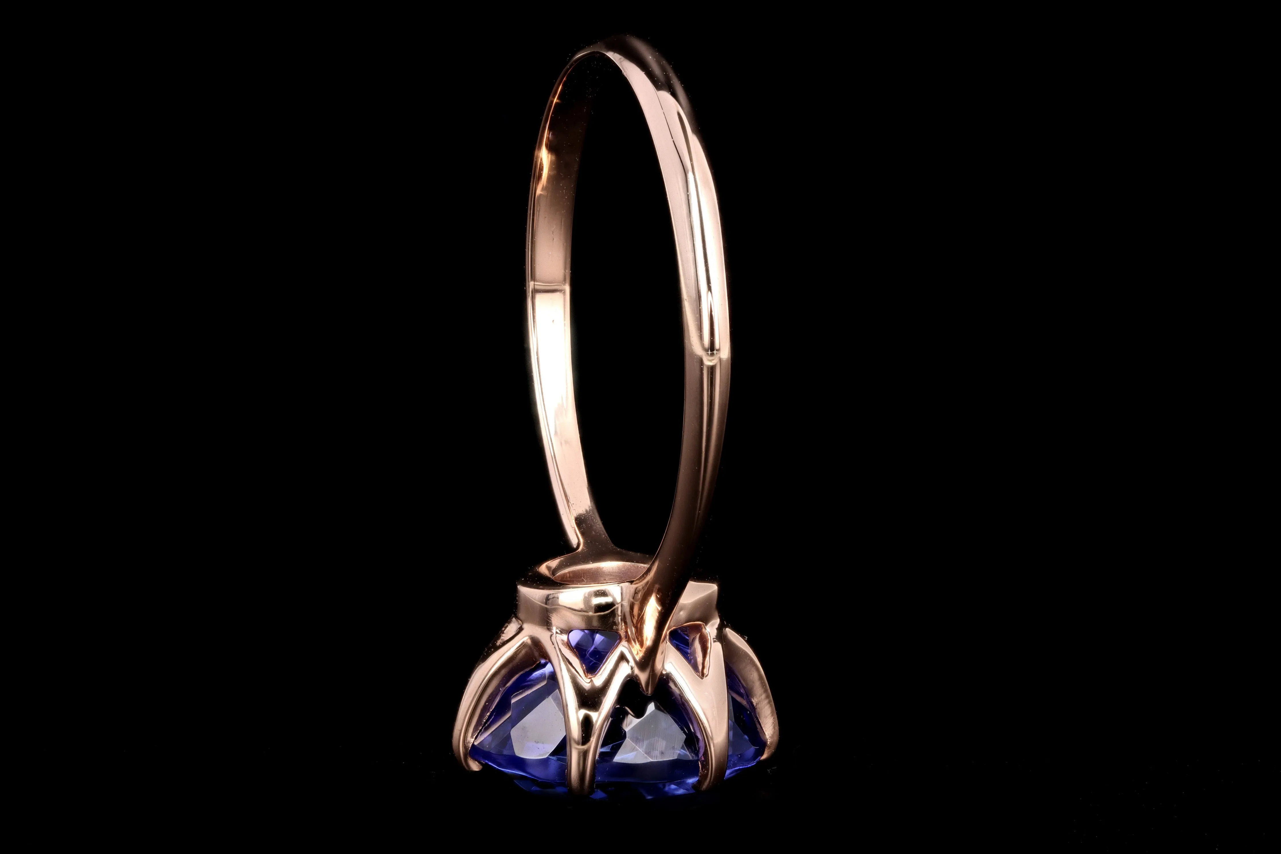 New Vintage Inspired 18K Rose Gold 3.39 Carat Oval Tanzanite Ring