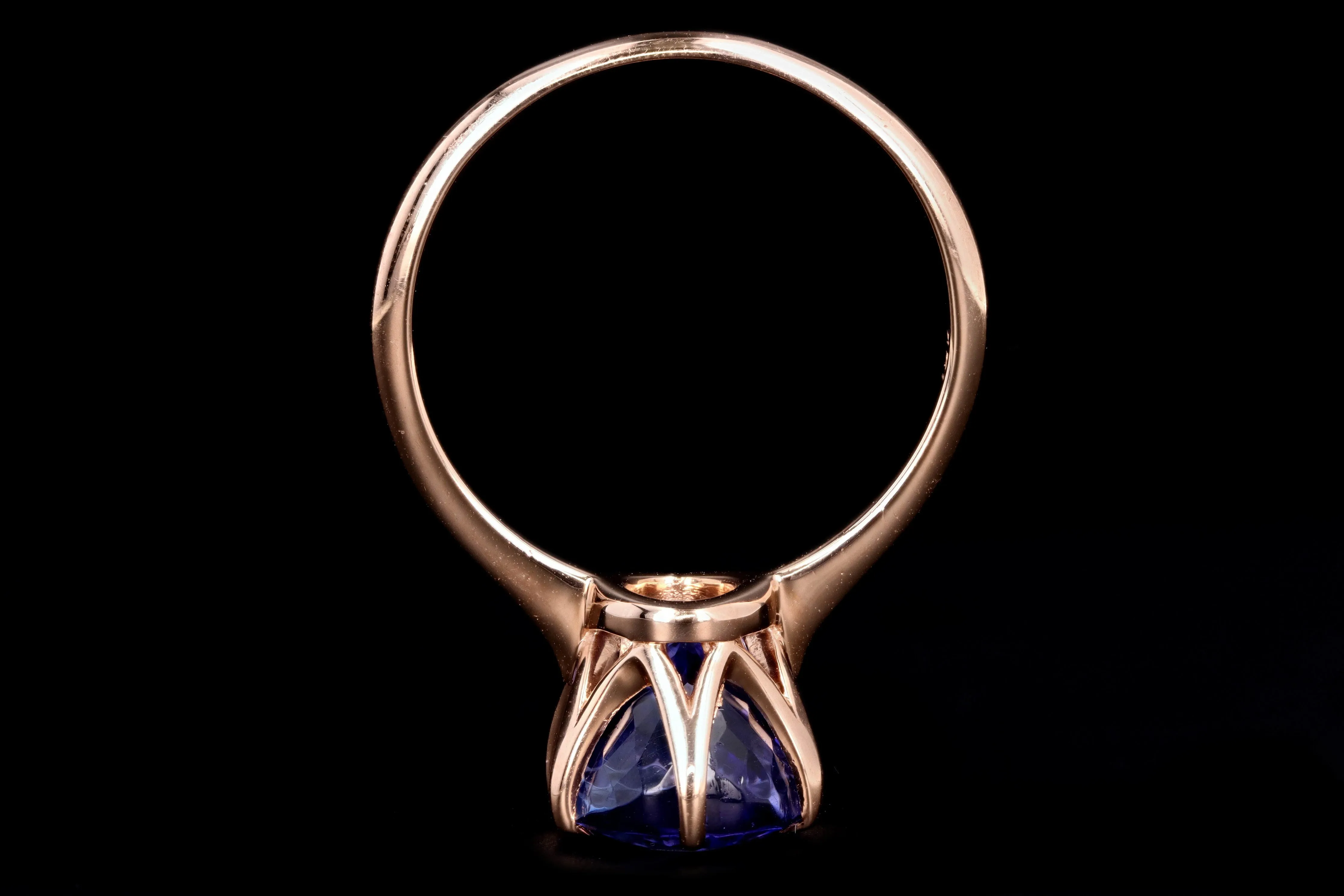 New Vintage Inspired 18K Rose Gold 4.89 Carat Oval Tanzanite Ring