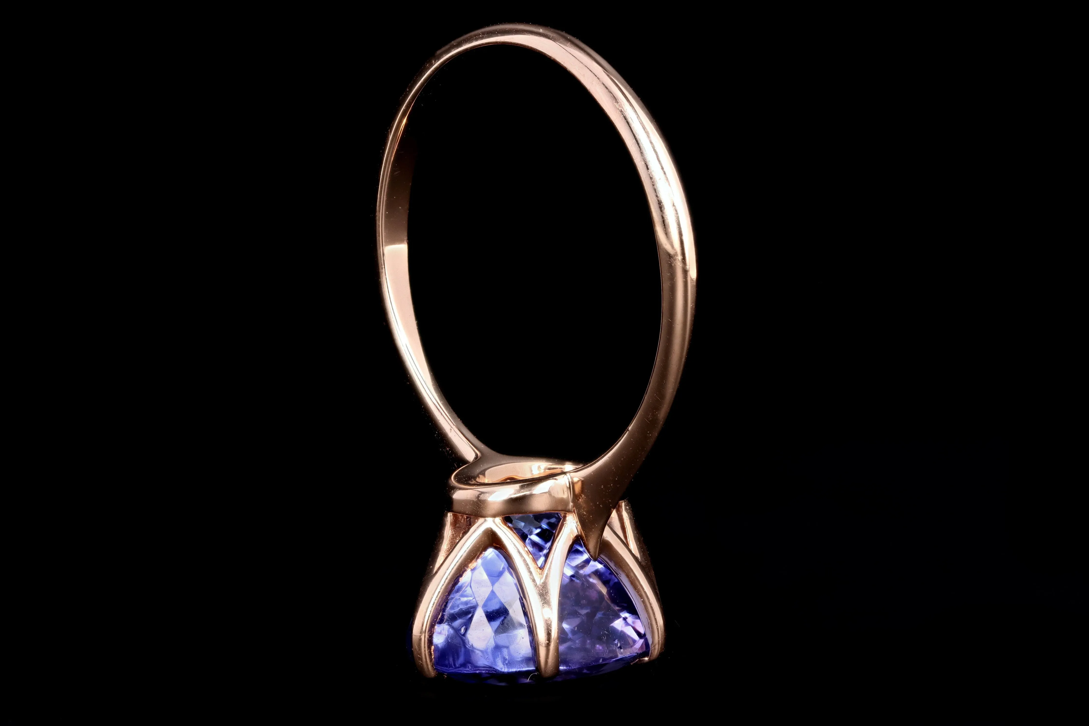 New Vintage Inspired 18K Rose Gold 4.89 Carat Oval Tanzanite Ring