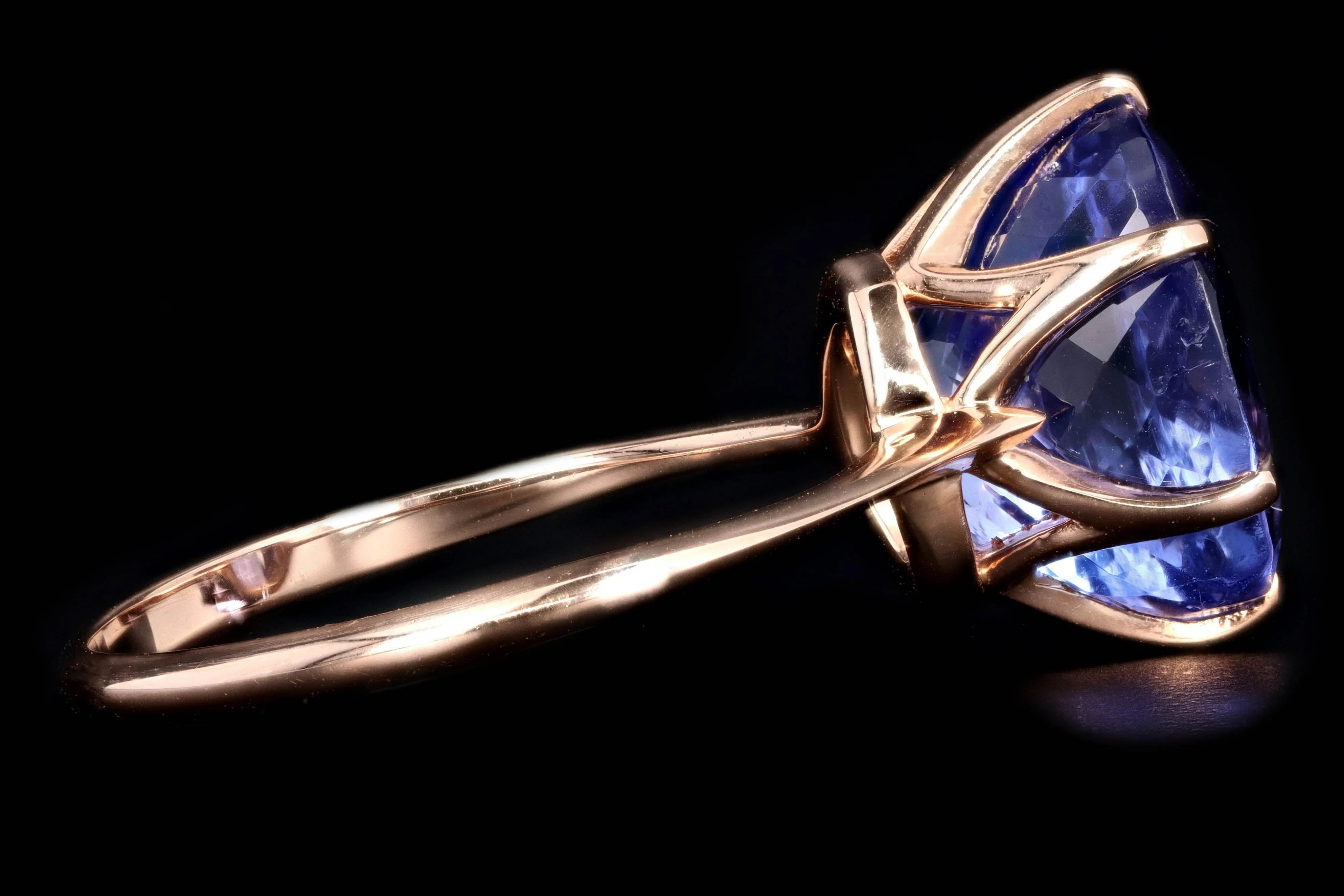 New Vintage Inspired 18K Rose Gold 4.89 Carat Oval Tanzanite Ring