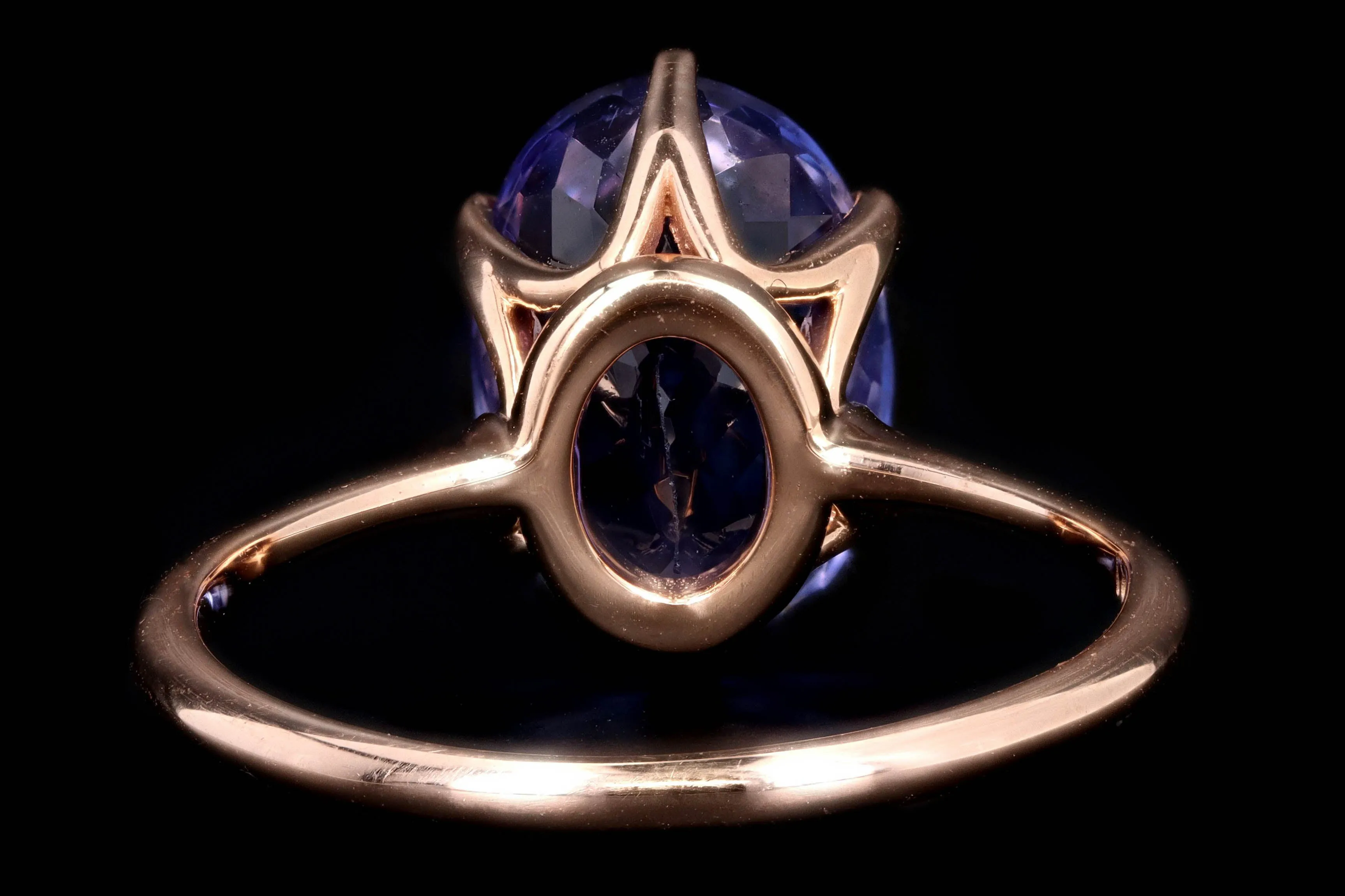 New Vintage Inspired 18K Rose Gold 4.89 Carat Oval Tanzanite Ring