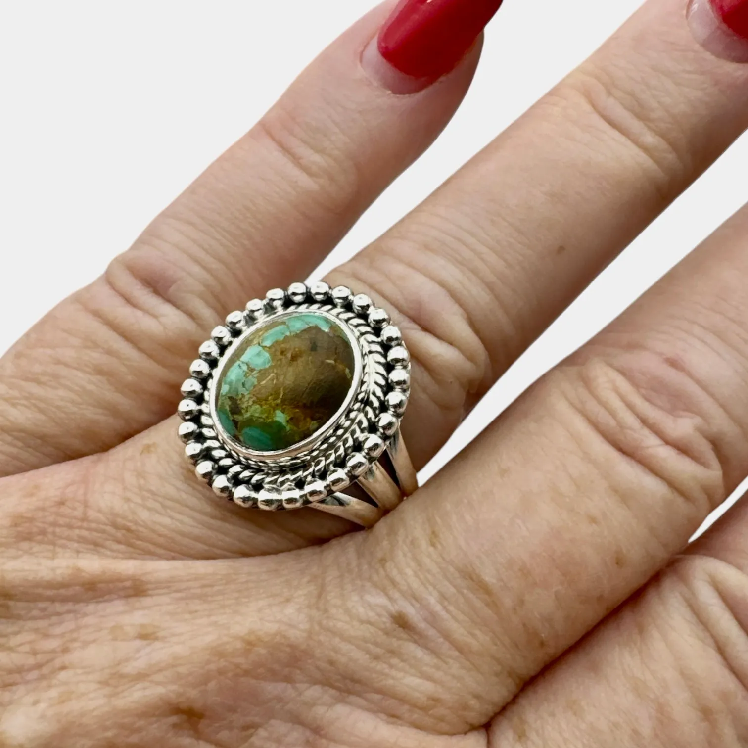 Number 8 Turquoise Solid 925 Sterling Silver Ring 8