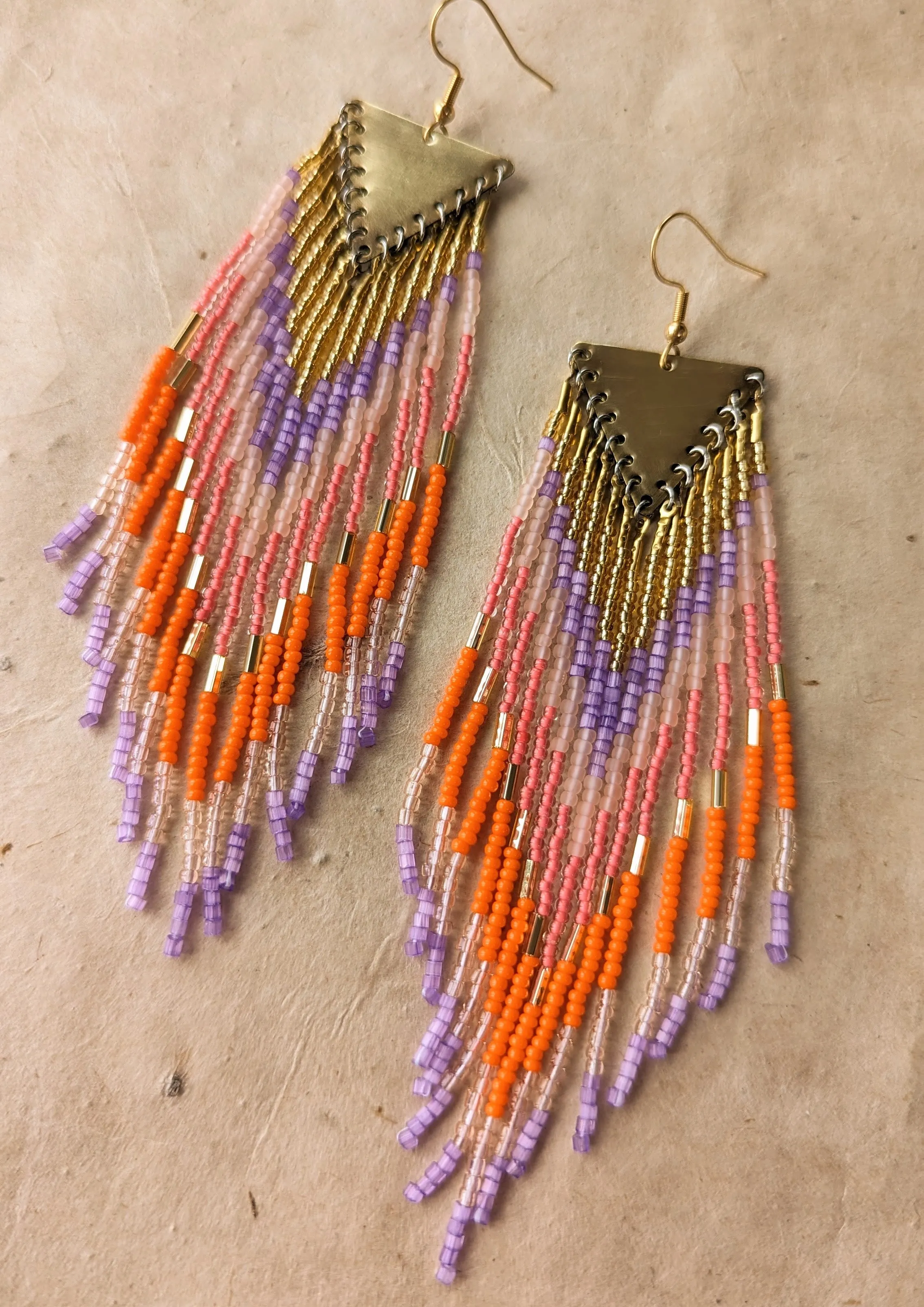 Orange Cream Popsicle Beaded Earrings