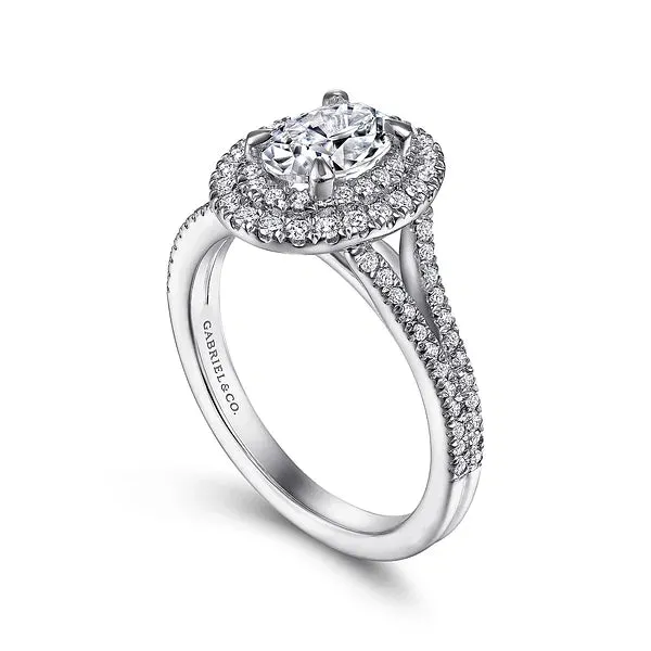 Oval Double Halo Diamond Engagement Ring Mounting