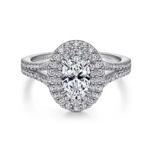 Oval Double Halo Diamond Engagement Ring Mounting