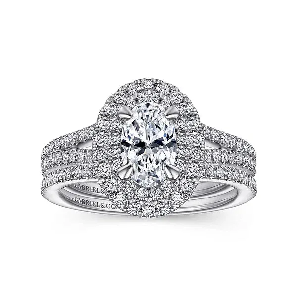 Oval Double Halo Diamond Engagement Ring Mounting