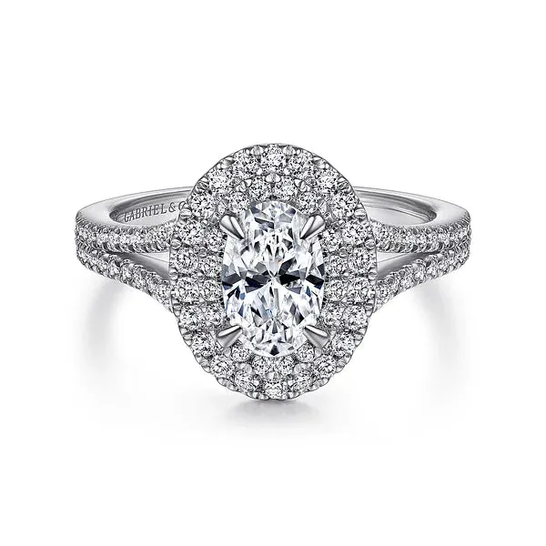 Oval Double Halo Diamond Engagement Ring Mounting