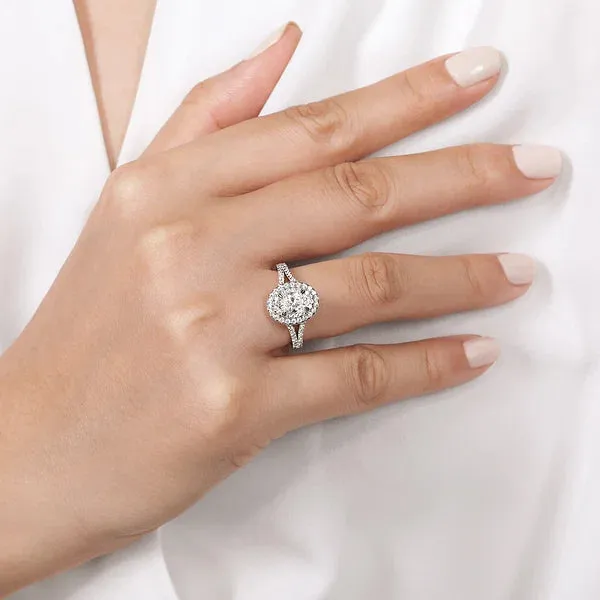 Oval Double Halo Diamond Engagement Ring Mounting