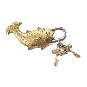 Oversized Brass Fish Locks with Keys (Three Colors)