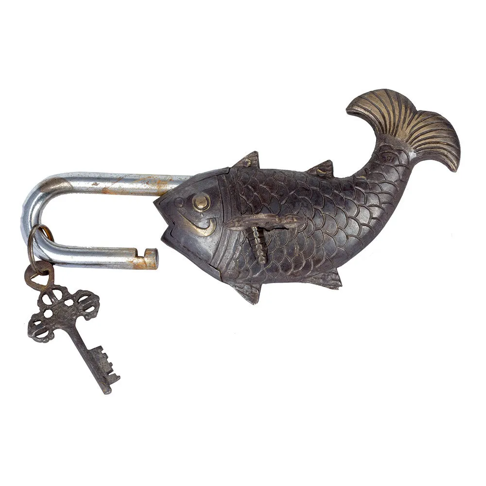 Oversized Brass Fish Locks with Keys (Three Colors)
