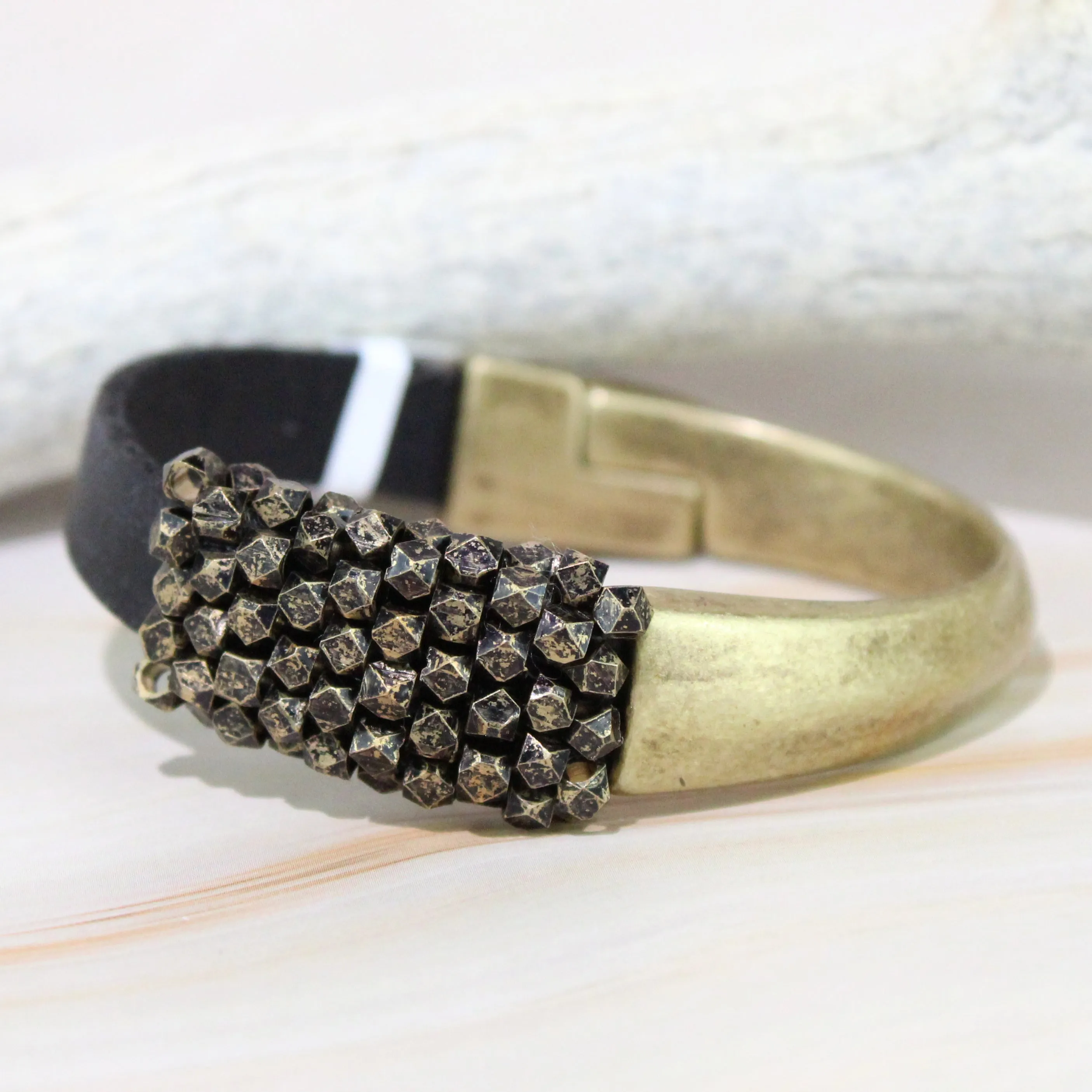 Oxidized Brass and Vermeil Bracelet
