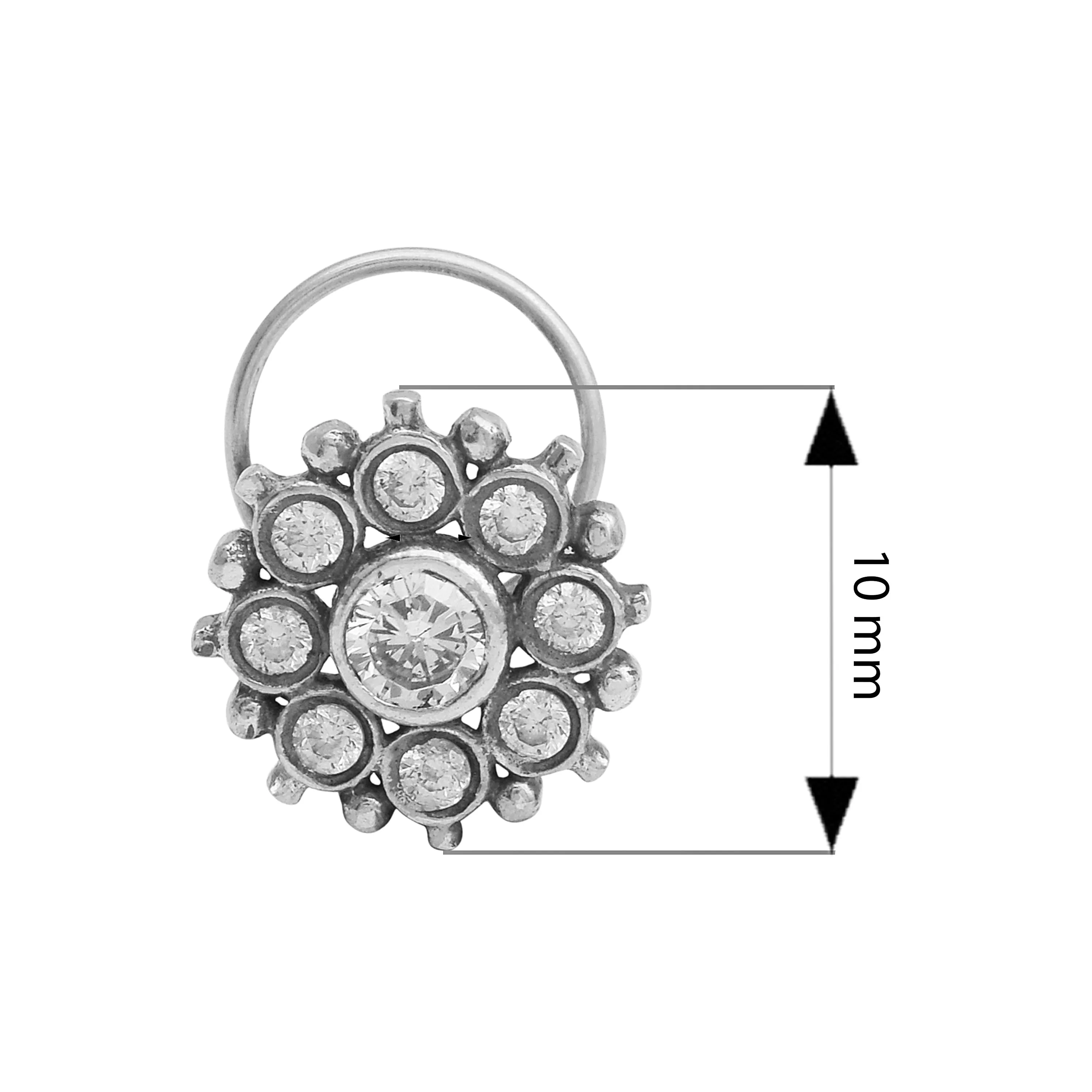Oxidized Silver Plated Nose Pin For Women Vintage Oxidized Nose Pin Indian Traditional Nose Pin