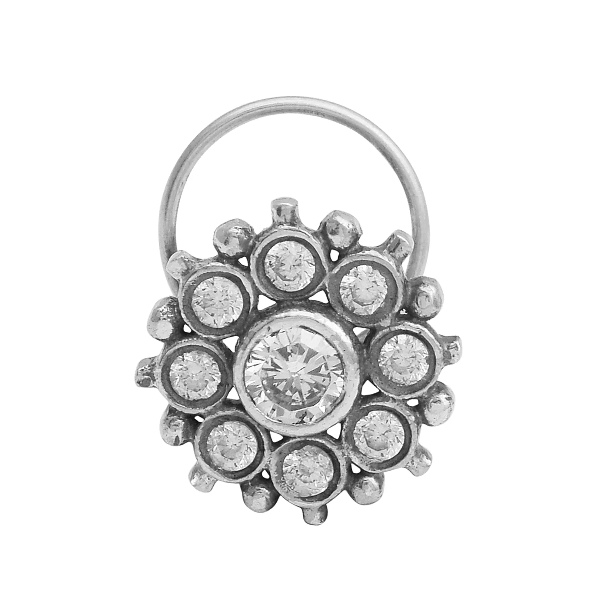 Oxidized Silver Plated Nose Pin For Women Vintage Oxidized Nose Pin Indian Traditional Nose Pin
