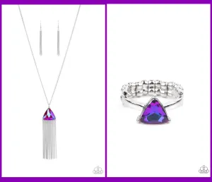 Paparazzi Proudly Prismatic Necklace Pink & Tenacious Twinkle Ring Multi