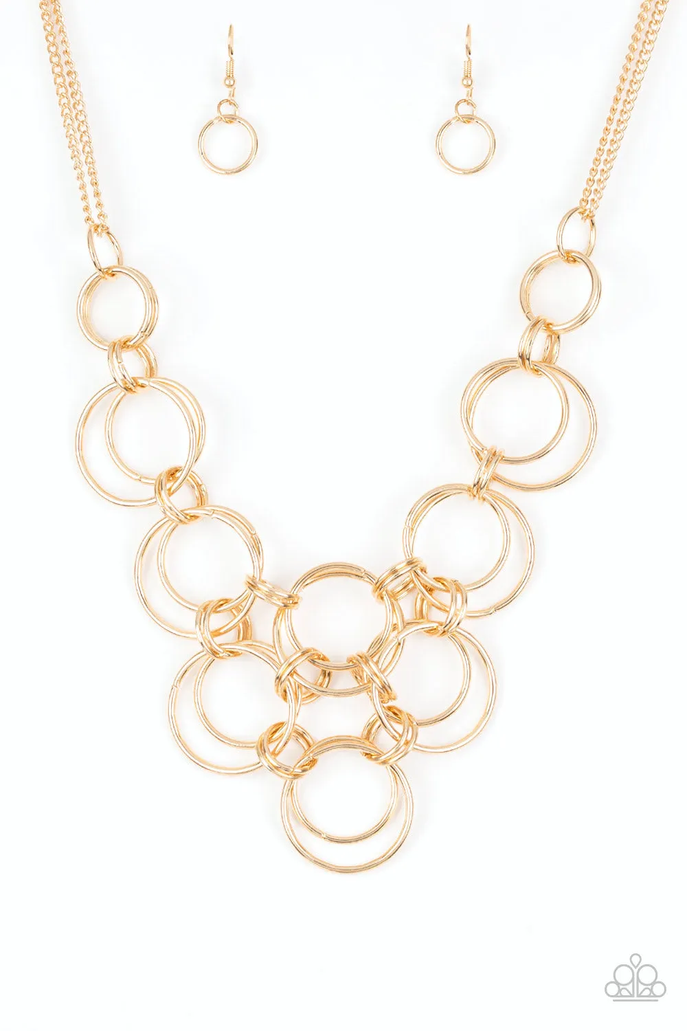 Paparazzi Ringing Off The Hook - Gold Necklace