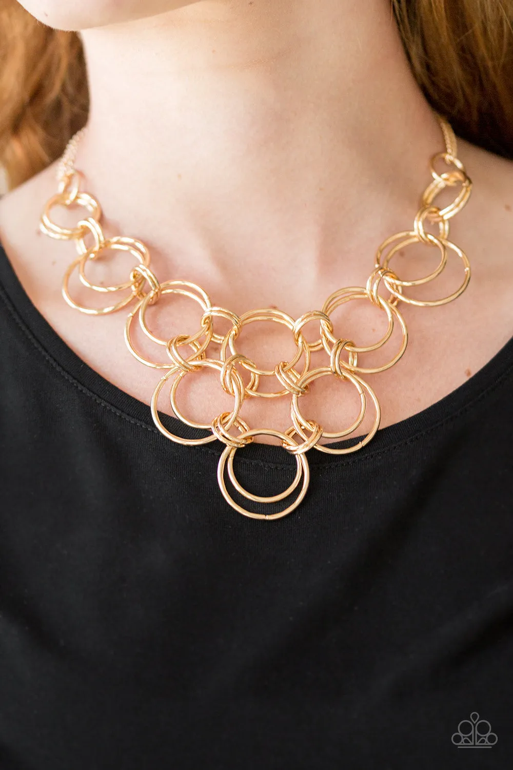 Paparazzi Ringing Off The Hook - Gold Necklace
