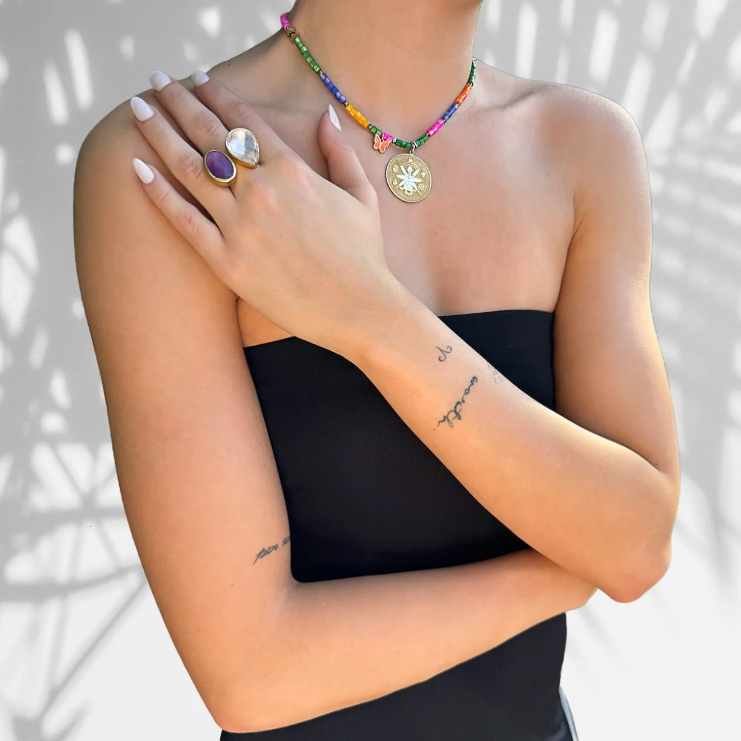Passion & Balance Double Gemstone Adjustable Ring