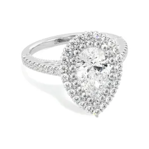 Pear Shaped Diamond Double Halo Engagement Ring