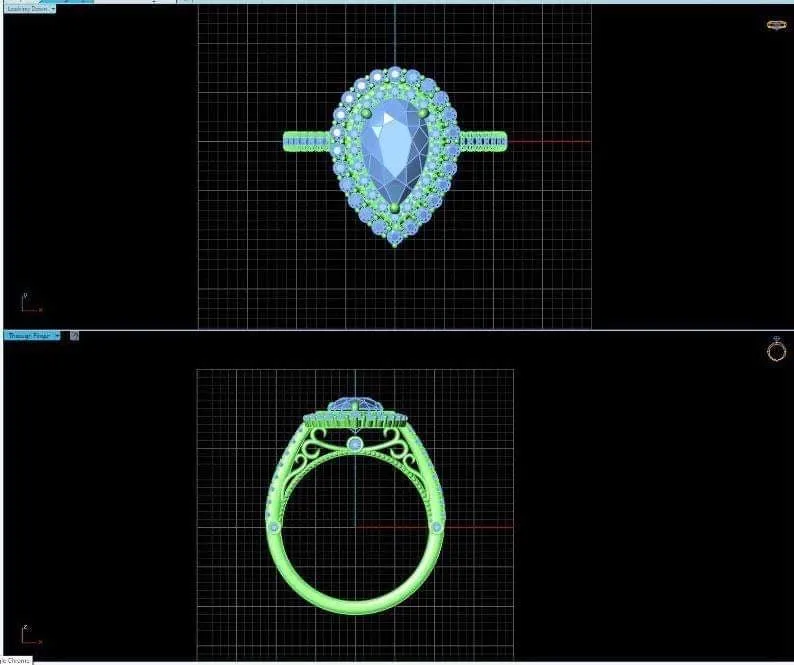 Pear Shaped Diamond Double Halo Engagement Ring