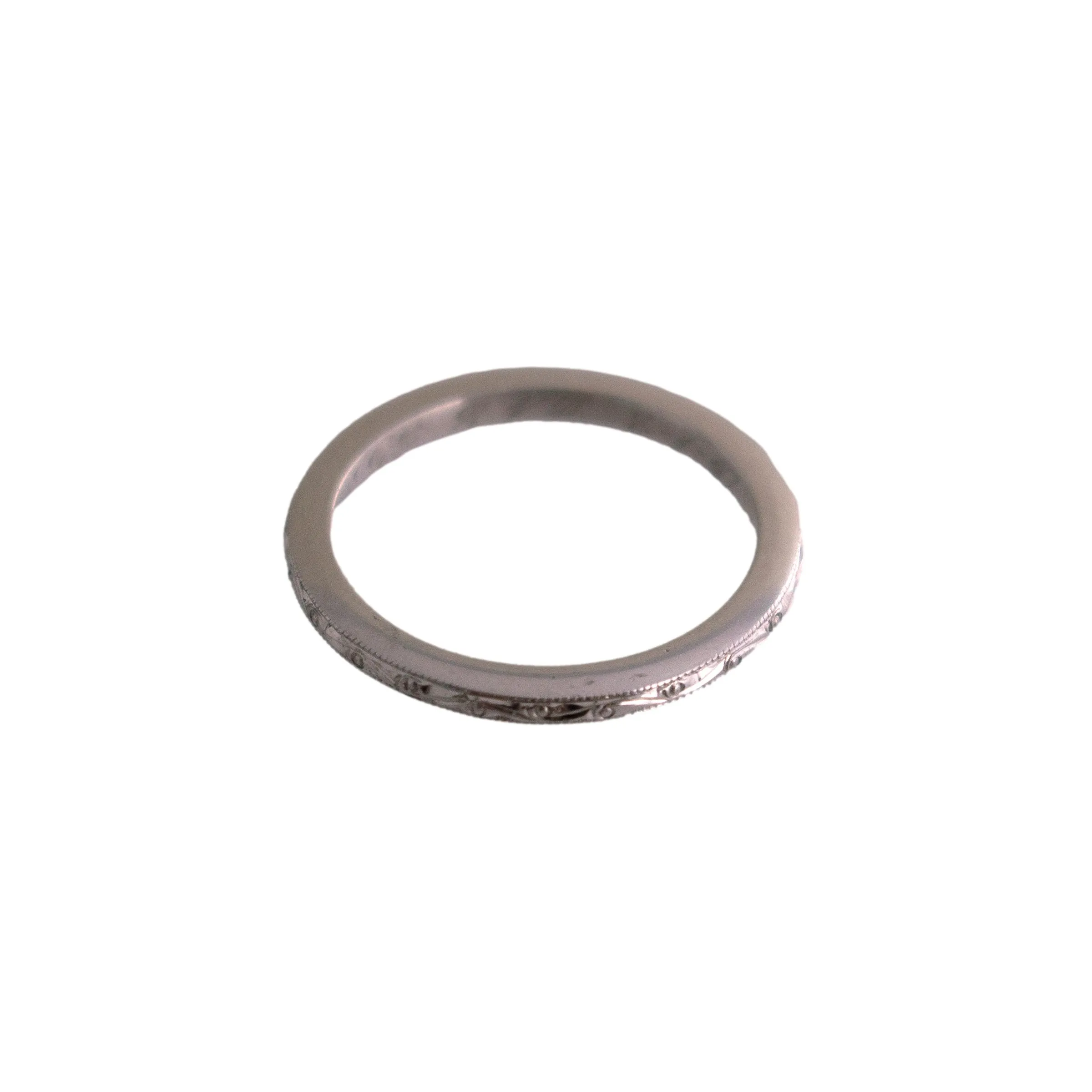 Platinum Scroll Engraved Wedding Band