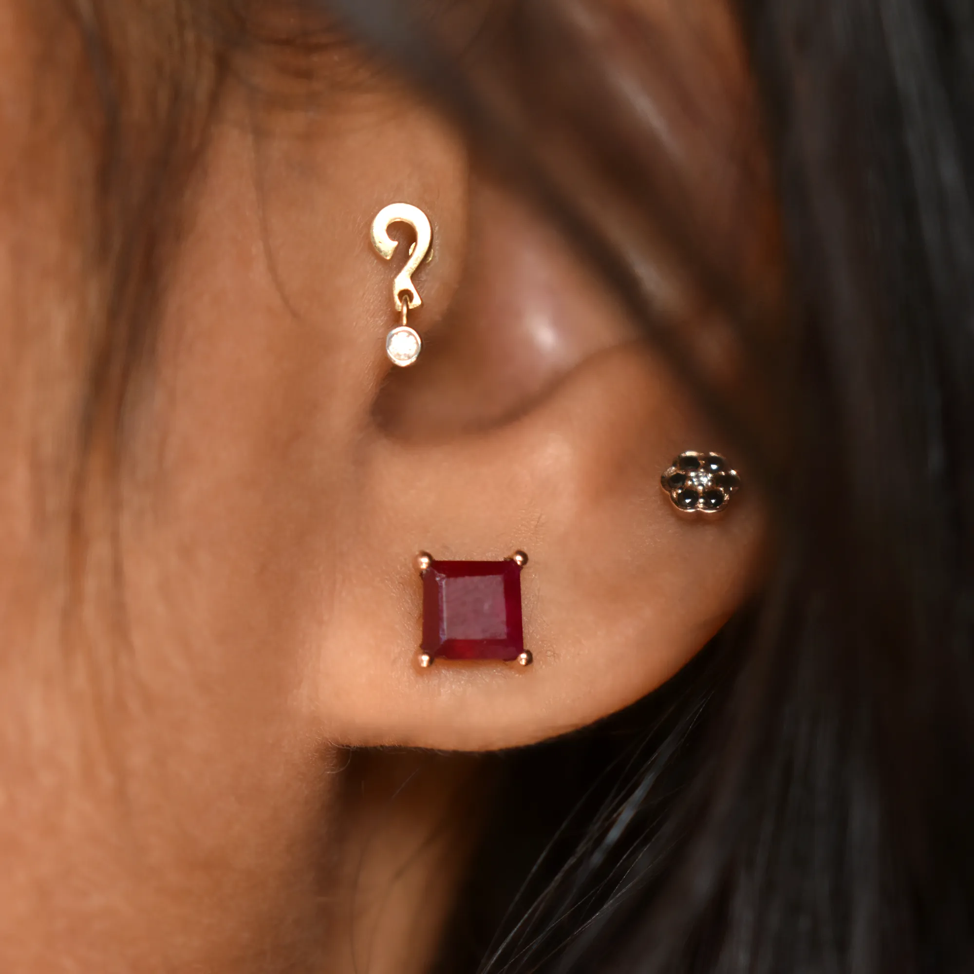 Question Mark Punctuation Ear Piercing Stud