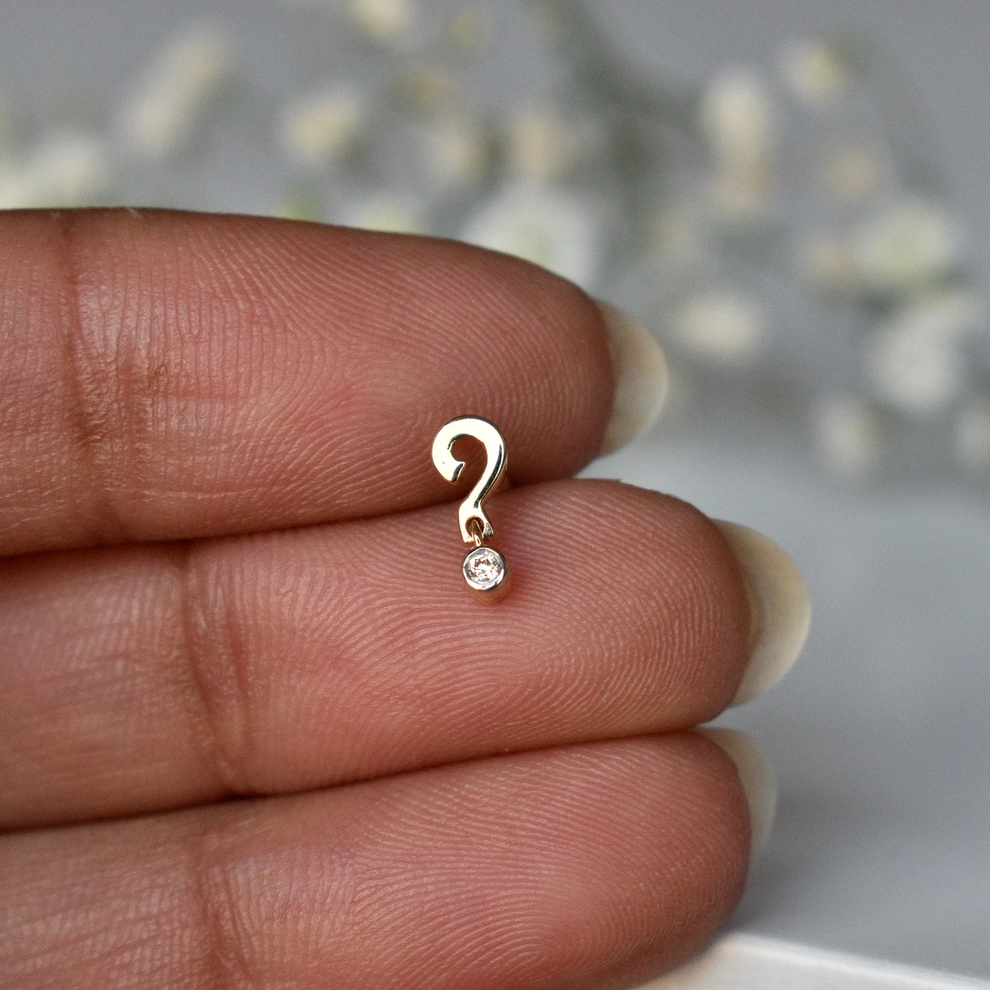 Question Mark Punctuation Ear Piercing Stud
