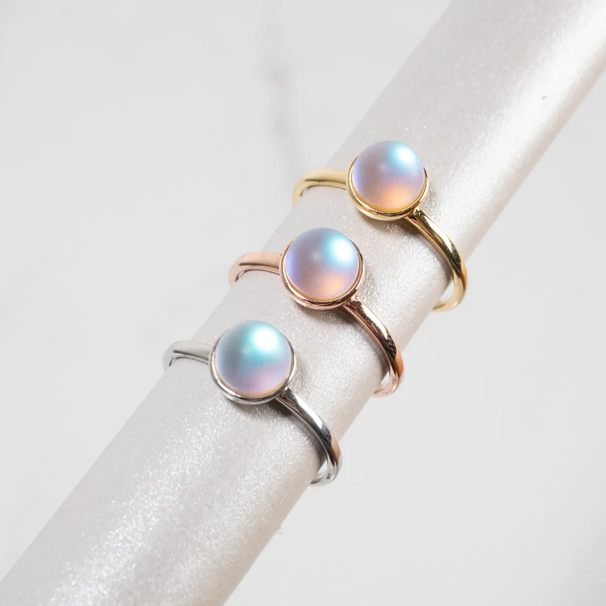 Rainbow White | Gold Vermeil | Mermaid Glass Ring