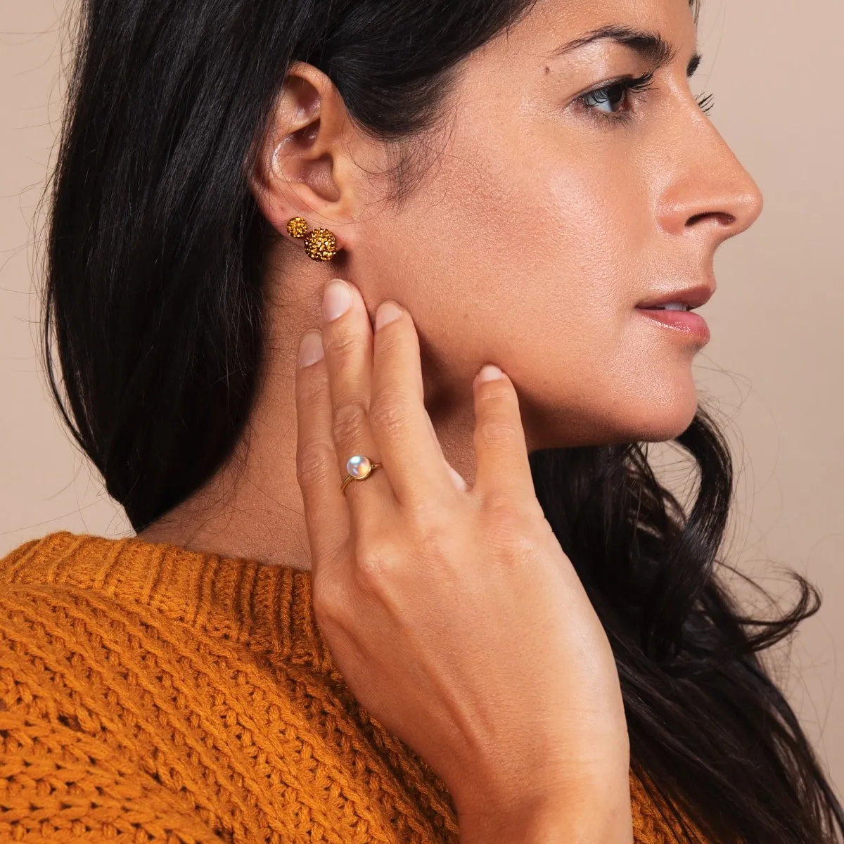 Rainbow White | Gold Vermeil | Mermaid Glass Ring