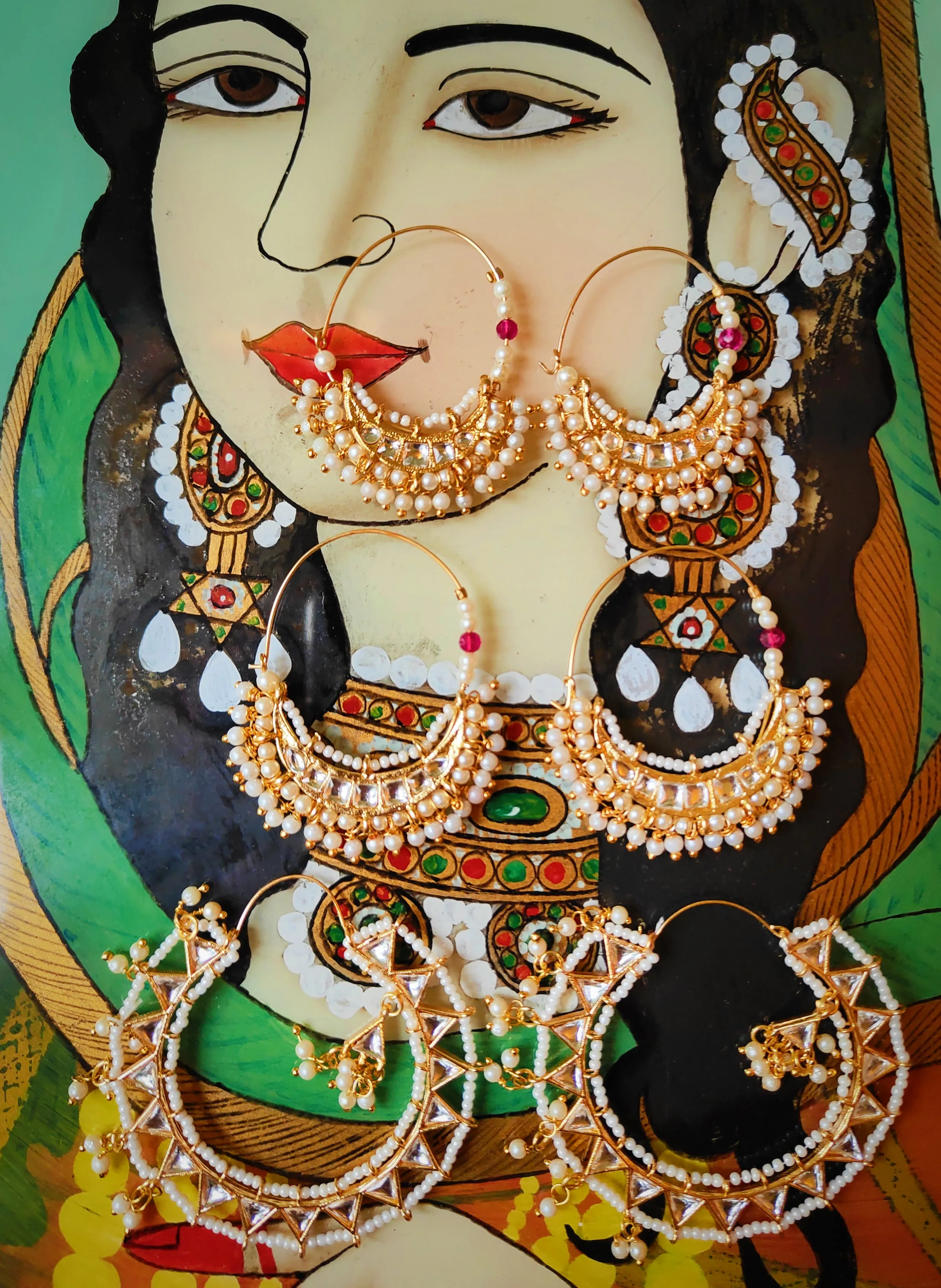 Rajasthani pearl hoops