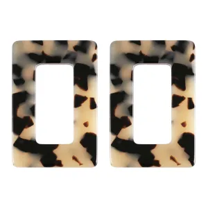 Rectangle Large Light Tortoiseshell Stud Earrings