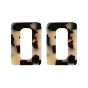 Rectangle Medium Light Tortoiseshell Stud Earrings