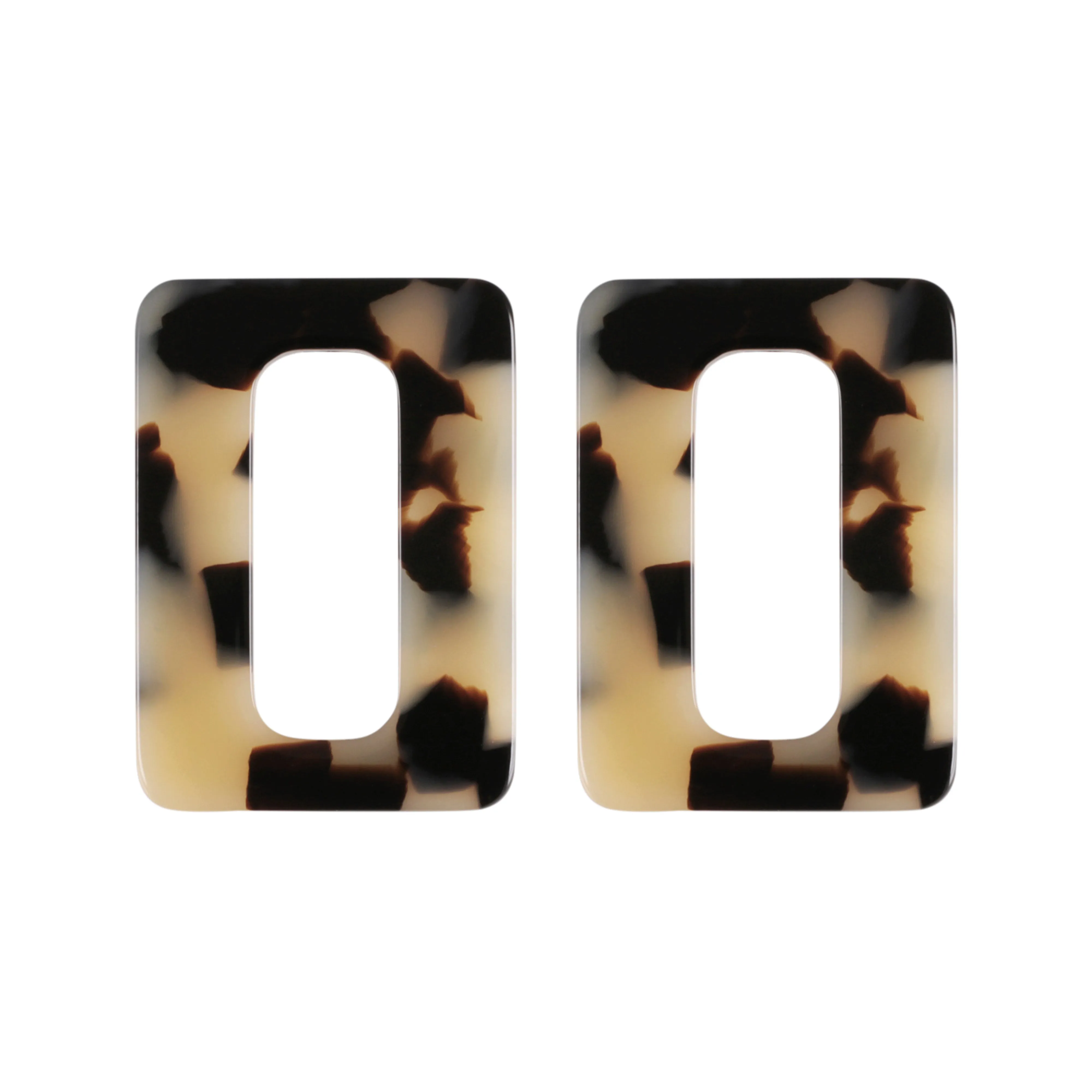 Rectangle Medium Light Tortoiseshell Stud Earrings