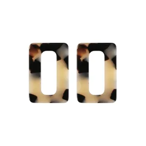 Rectangle Small Light Tortoiseshell Stud Earrings
