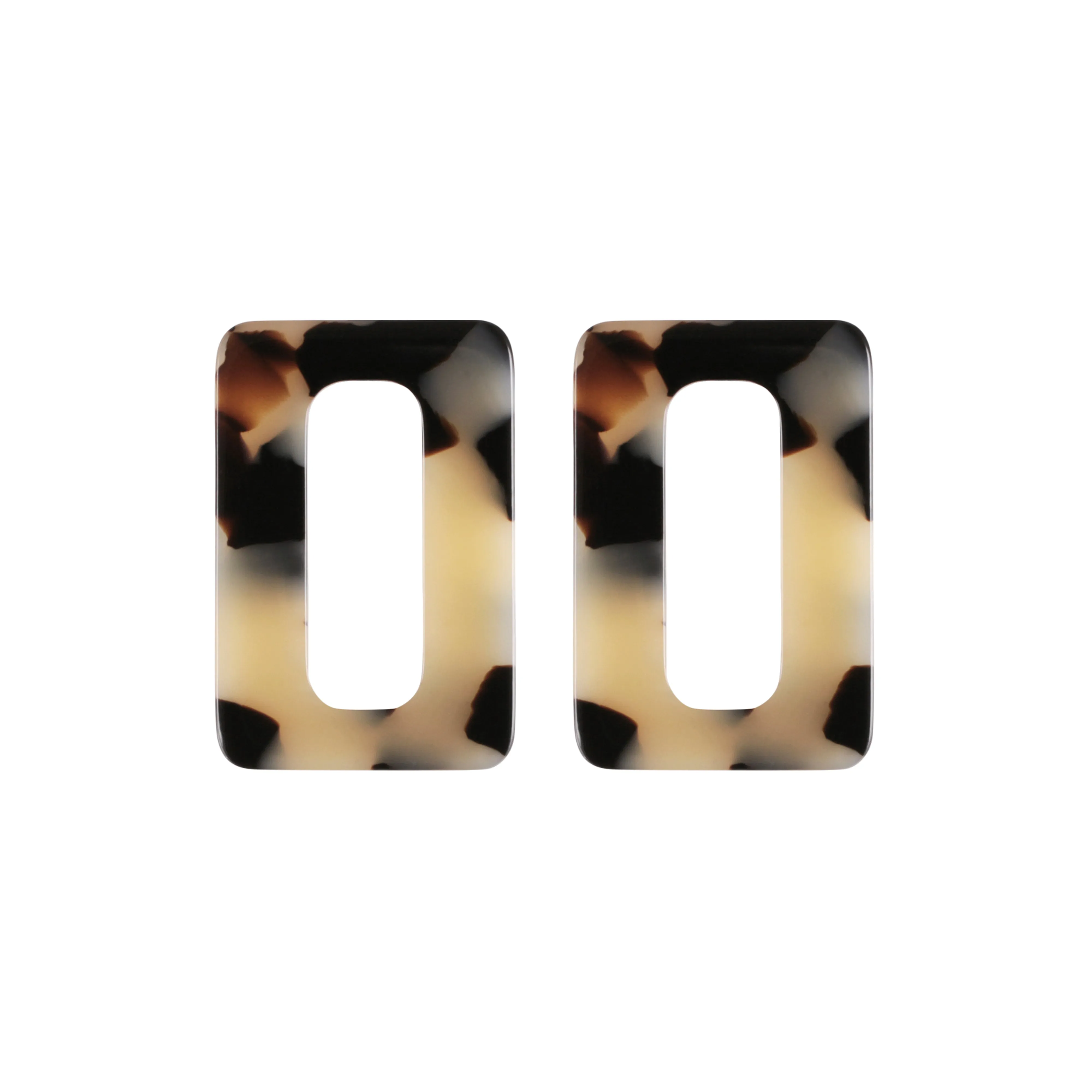 Rectangle Small Light Tortoiseshell Stud Earrings