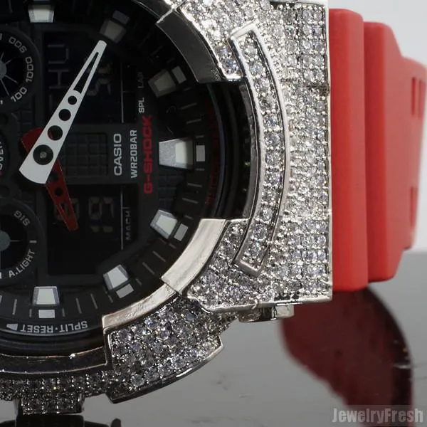 Red Custom Iced Out Bezel Casio G-Shock GA-100