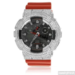 Red Custom Iced Out Bezel Casio G-Shock GA-100