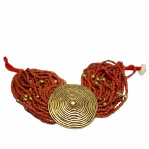 Red Vintage Coral Bead Wrist Wrap