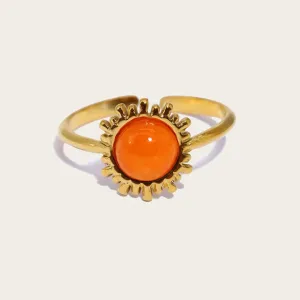 Retro Lucy Orange Natural Stone Golden Ring