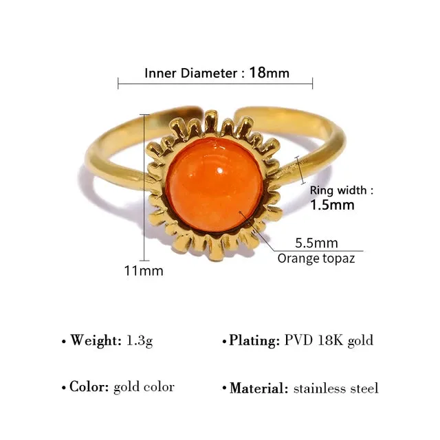Retro Lucy Orange Natural Stone Golden Ring