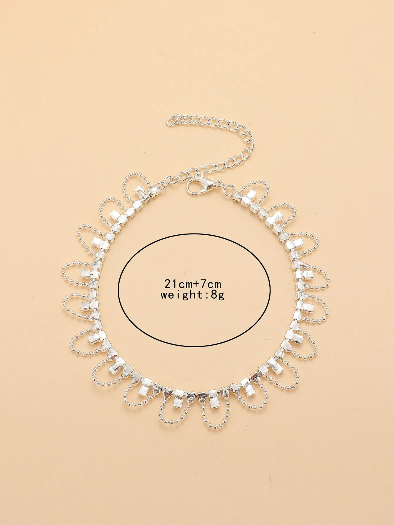 Rhinestone Decor Anklet - Silver- FD ⚡