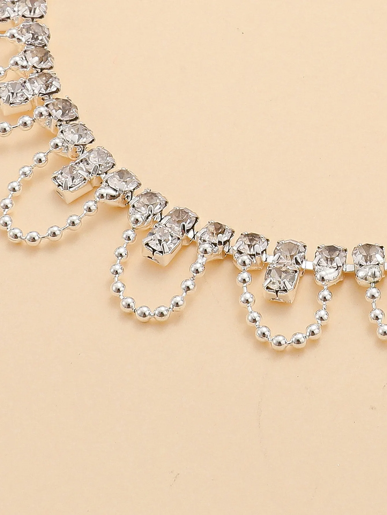 Rhinestone Decor Anklet - Silver- FD ⚡