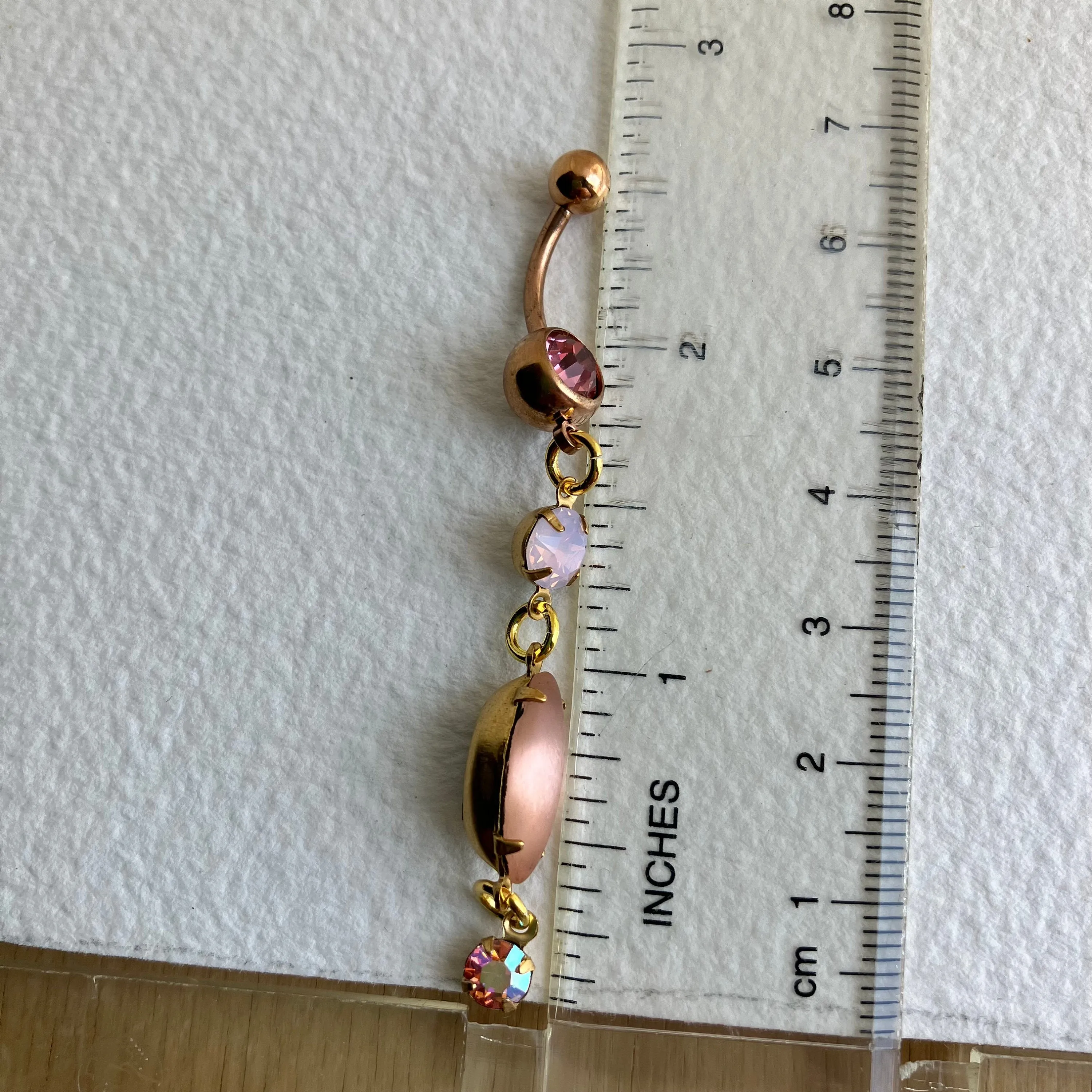 Rose Gold Peach Opal Dangle Belly Ring