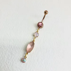 Rose Gold Peach Opal Dangle Belly Ring