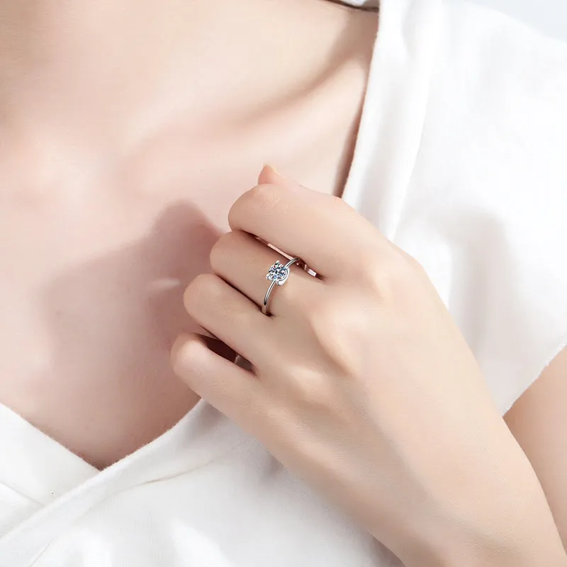 Round Cut Moissanite Diamond Classic Solitaire Ring