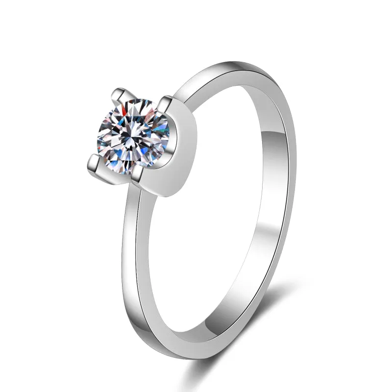 Round Cut Moissanite Diamond Classic Solitaire Ring