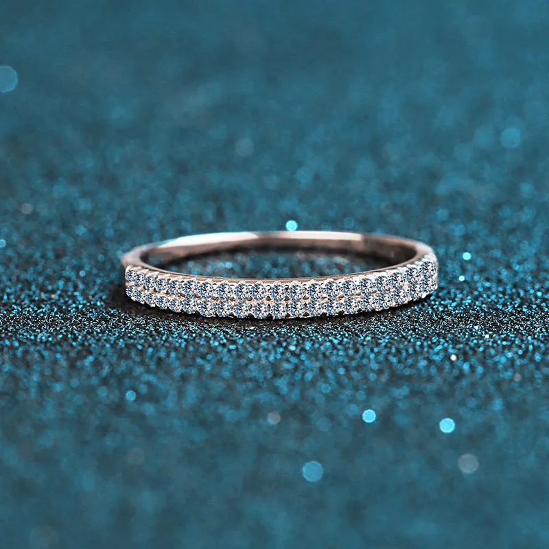 Round Cut Moissanite Diamond Half Eternity Rings